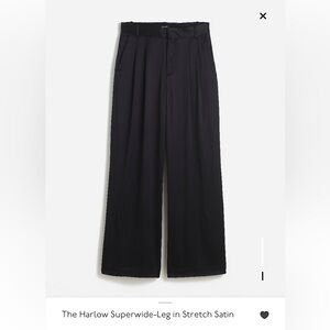 Madewell the Harlow Satin Wide leg Black Pants